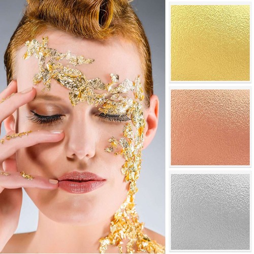 100/200Pcs Imitation Gold Leaf Sheets Foil Paper for DIY Gilding Craft Art Decor - Picture 3 of 15