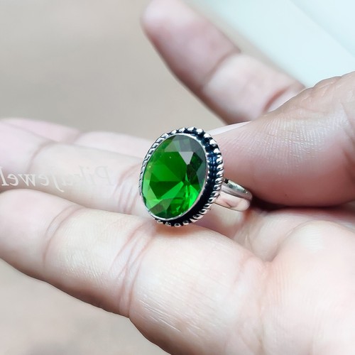 Chrome Diopside Oval Gemstone 925 Sterling Silver Ring One Of A Kind Jewelry - Picture 4 of 9