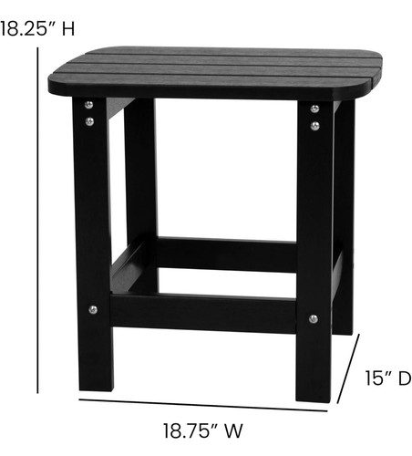 Charlestown All-Weather Poly Resin Adirondack Side Table BLACK Flash Furniture - Picture 2 of 8