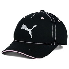 PUMA Girl's Youth Black  Pink Glitter Logo Snapback Baseball Hat Cap NEW