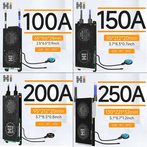 4S 12V /8S 24V/ 16S 48V LiFePO4 100A-250A Smart BMS +Bluetooth Module/UART Cable - Bild 25 von 27
