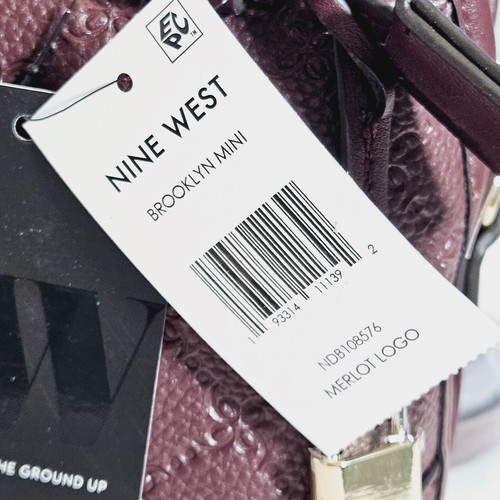 NINE WEST Brooklyn Mini Faux-Leather SMALL Satchel Crossbody bag Merlot/Burgundy - Picture 13 of 18