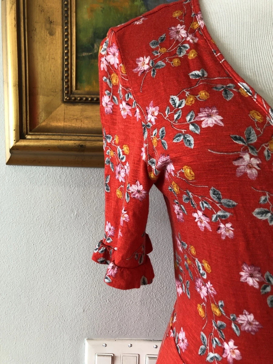 Topshop red floral wrap dress cheap