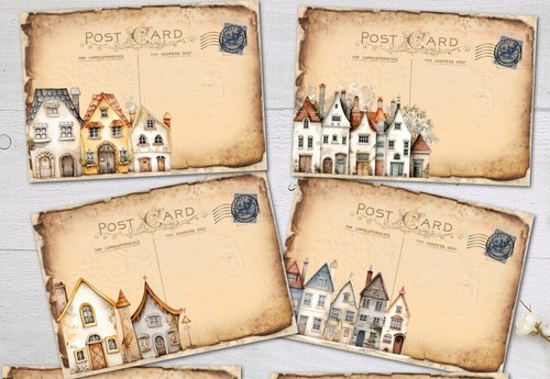 Quirky Houses Post Cards With/Without Envelopes Moving House Scrap Book Journal - Picture 2 of 3