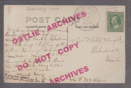 Uniformes posando equipo de béisbol Redfield IOWA RPPC 1910 COLECCIÓN Bill Anderson - Imagen 3 de 3