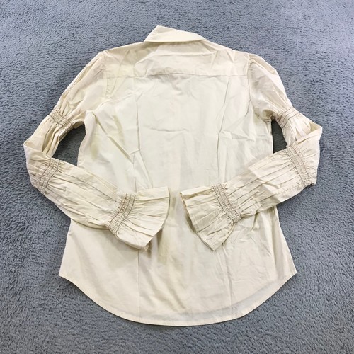 The Shirt by Rochelle Behrens Top Womens Small Button Up Smoked Sleeves Ruffle - Picture 13 of 14