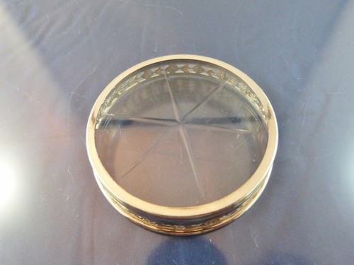Pierced Flower BORDER STERLING & Glass COASTER ROLLED RIM BY BIRKS STERLING  - Picture 3 of 4