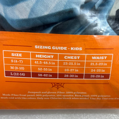 X-Ray Blue Bones Skeleton Black Jumpsuit Mask Gloves Set Cosplay Kid Costume NEW - Picture 5 of 6