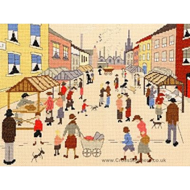 Friday Market - The Lowry Collection Cross Stitch Kit by Bothy Threads