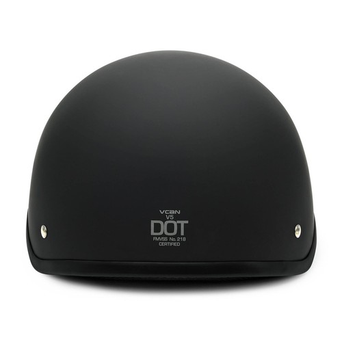 (X-Large) VCAN Cruiser Solid Flat Black Half Face Motorcycle Helmet - Picture 5 of 8