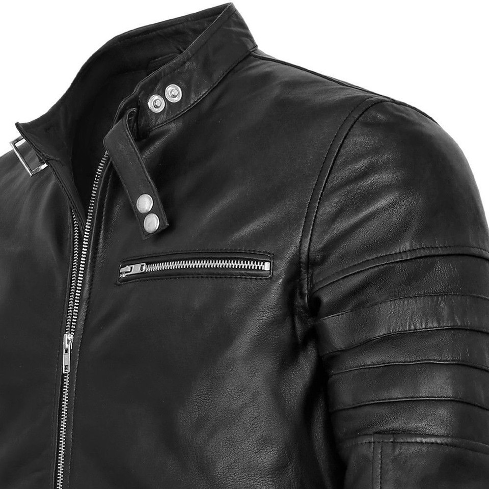 Chaqueta Piel Moto Hombre Chaqueta De Cuero De Oveja Real Estilo