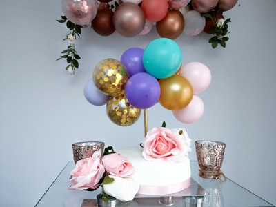 BALLOON CAKE TOPPER GOLD CONFETTI BRIDE BIRTHDAY PARTY MINI GARLAND MINT VIOLET