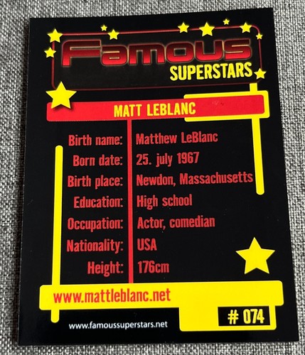 Matt Leblanc Vintage 2005 Karte #074 Famous Superstars - Bild 2 von 2