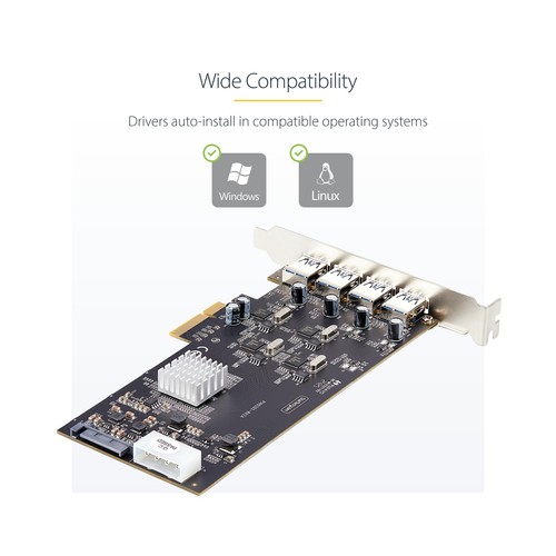 StarTech.com 4-Port USB PCIe Card, USB 3.2 5Gbps, PCI Express Card with 4X In... - Picture 5 of 9