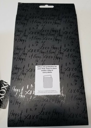Apple iPad XOXO Kisses Hugs Tablet Case Bag Black Silver Jocelyn Croco 8x10 New - Picture 4 of 4