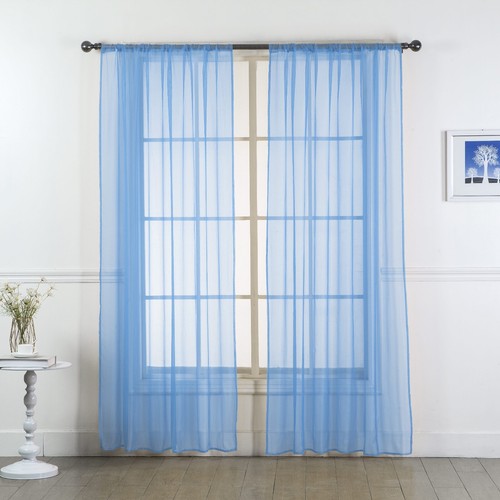 Set of (Two) 2 Sheer Curtain Panels - Window Panels in Many Sizes and Colors - Picture 100 of 109