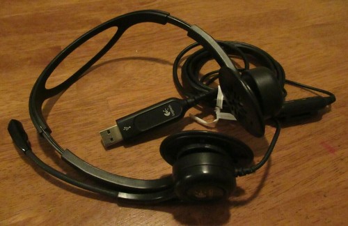 Logitech A-00011 Wired USB Headset Microphone Mute & Volume Up/Down Button Works - Picture 2 of 12