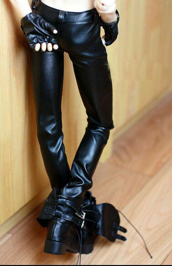 Double Zipper Black Leather Pants Trousers SSDF 1/3 SD13/16 POPO68