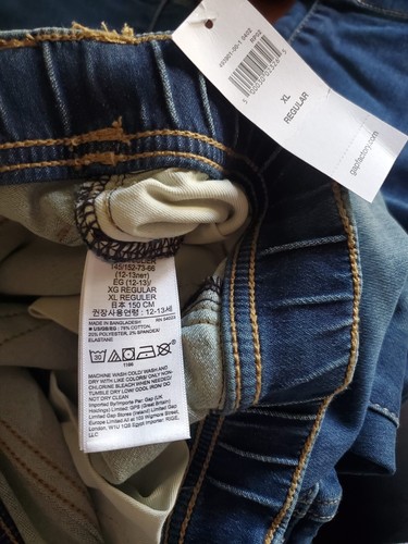 NWT GAP Kids Pull On Distressed JEANS Denim Stretch Slim Blue Wash Boys XL TG - Picture 5 of 8