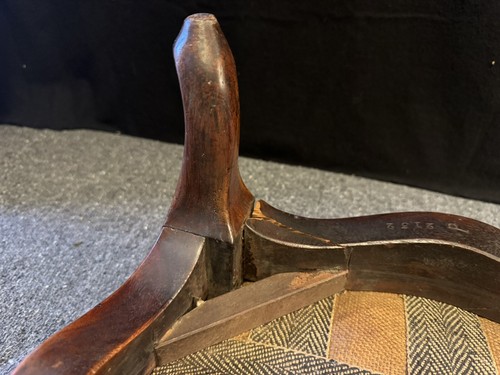 Antique Upholstered Wood Foot Stool Made In London By Miles & Edwards Early 1800 - Picture 8 of 23