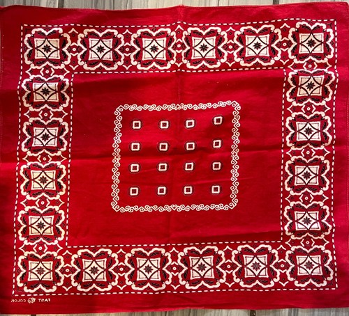 Bandana baúl vintage de algodón rojo - Imagen 3 de 3