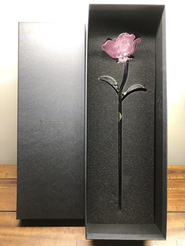 WATERFORD CRYSTAL LAVENDER ROSE 14.5” SCULPTURE Fleurology Collection NIB - Picture 2 of 7