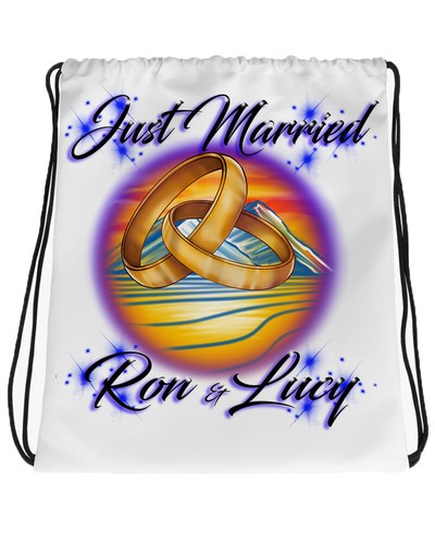 Airbrush Painted Wedding Rings Hoodie Shirt Hat Backpack Tag Mug Coaster - Picture 4 of 11