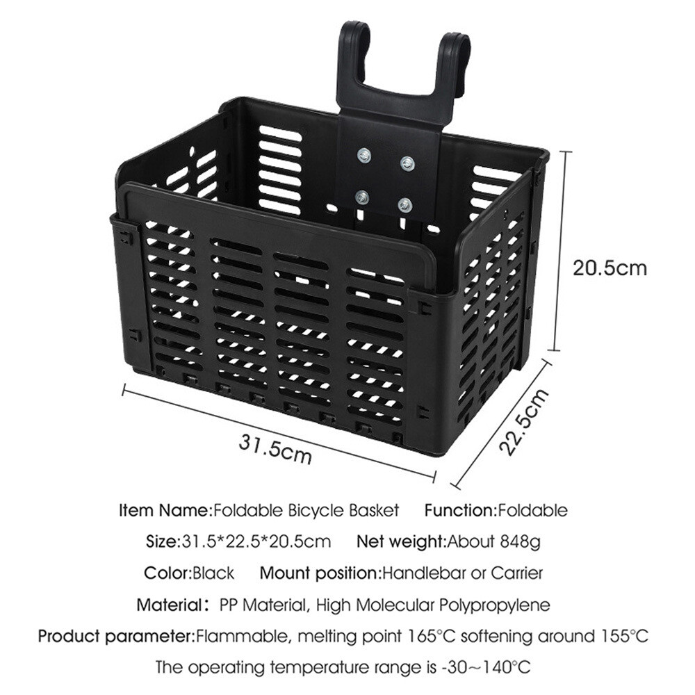Detachable Folding Handlebar Front Basket Bicycle Basket Hanging Bike Basket eBay