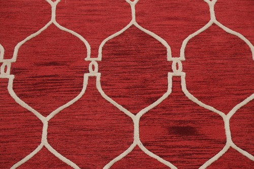 Contemporary Trellis Oriental Area Rug Hand-Tufted Wool Living Room Carpet 8x11 - Picture 4 of 12