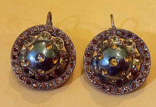 Boucles D'oreilles Dormeuses Gas B66 - Cristal Et Métal Doré - Occasion Bon état