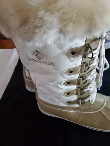 DREAM PAIRS Women Taupe/White Thinsulate Snow Boot Fur Lined Zip Up Boots Sz. 12 - Picture 5 of 10