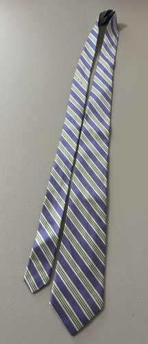 Seidenkrawatte KRAGEN GRÜN lavendelgrün weiß gestreift USA 573/4 x 3 1/8 - Bild 2 von 5