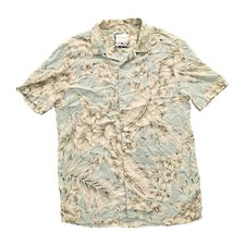 Denim  Flower by Ricky Singh Green Hawaiian Floral Shirt, Size Large