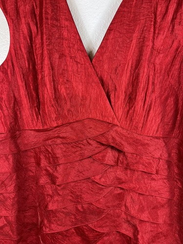 Jessica Howard Shimmery Red Party Evening Dress Layered V-Neck Plus Sz 24 - Picture 4 of 13