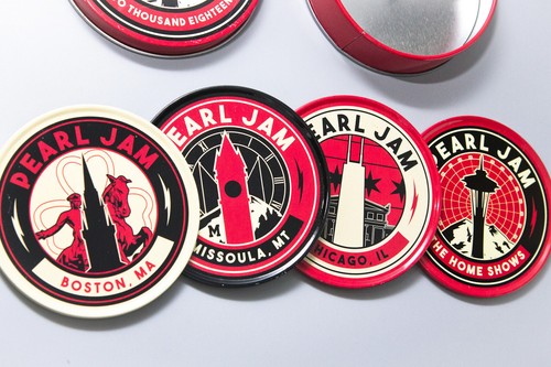 Pearl Jam Coaster Set 2018 + lata de almacenamiento | Boston/Settle/Chicago/Missoula - Imagen 9 de 17