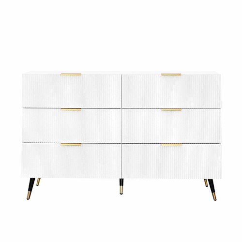 Kommode mit 6 Schubladen 120cm Modern Weiß Sideboard für Schlafzimmer Wohnzimmer - Bild 20 von 24