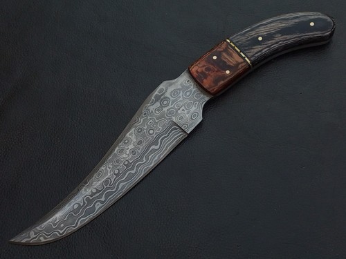 12" CUSTOM HAND MADE DAMASCUS STEEL HUNTING KNIFE DENSIFIED WOOD HANDLE 6922