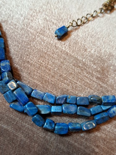 Lapis Lazuli Necklace Choker Gold Filled - Picture 4 of 9