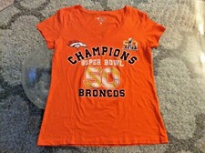 Denver Broncos Super Bowl 50 Champions Orange V-Neck Shirt Ladies Women Medium