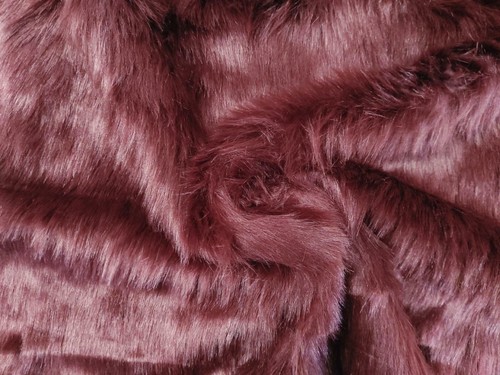 LUXURY Long Pile Faux Fur Fabric Material BORDEAUX - Picture 1 of 2