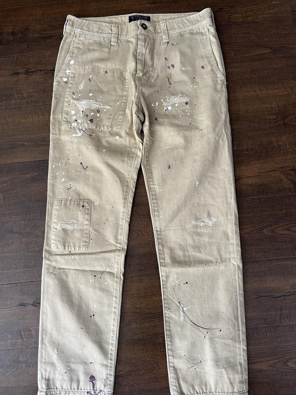 American eagle khaki patch, splashed ink, distres… - image 1