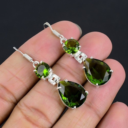 Gem Stone King 1.90 Ct Round Blue Sapphire & Green Peridot Sterling Silver Pendant Necklace - 925 Silver Birthstone Jewelry Gift With Free Chain - View #4