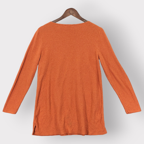 J. Jill Tunic Top Women M Burnt Orange Knit Long Sleeves Stretch Side Slits P34 - Picture 3 of 11