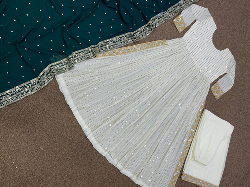 Nuevo Traje Palazzo Georgette Imitación Presentación Con Dupatta Para Boda y Fiesta - Imagen 4 de 13