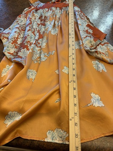 Voom By Joy Han Silk Caftan Tie Back Flowy Floral Dress Small - Picture 8 of 9
