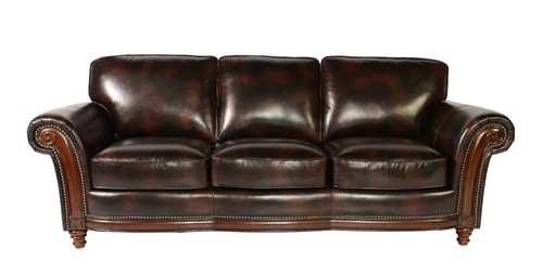 Brown Leather Sofa Lazzaro Century 1002 Vintage Living Room Nail Brand New Lowest Price