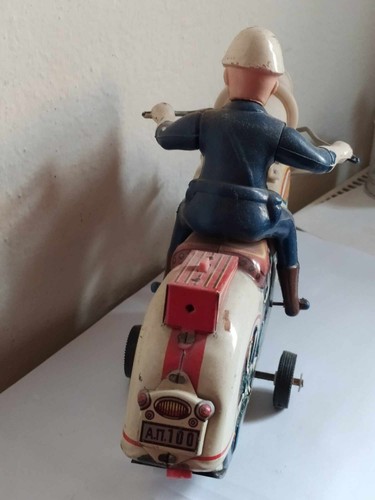 Rare police biker motorbike tin toy Ananiadis 1974 used - Picture 3 of 7