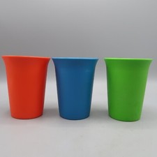 3 Tupperware Bell Tumblers Cups Kids Juice Milk Primary Colors 109 Vintage 7 oz