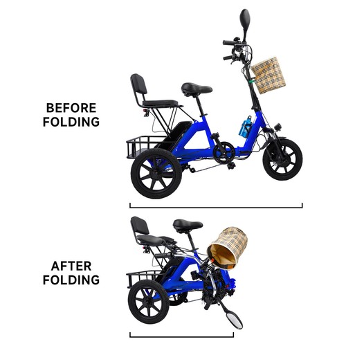 3 Wheel Electric Trike for Adults 3 Wheel Motorized Folding Tricycle E-Bike R - Picture 5 of 22