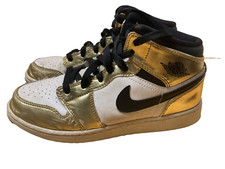 Nike Air Jordan Retro 1 Mid SE Metallic Gold Black White Youth 6 Kids Boys Girl